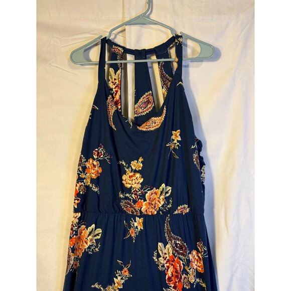 Nine Britton Womens Maxi Dress Plus XXL 2X Navy Floral Romantic Boho Indie Soft - Picture 2 of 5